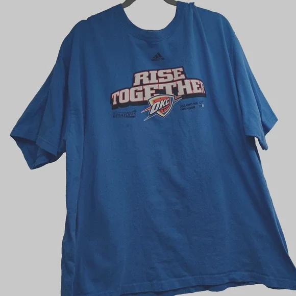 Adidas Men's Adult Sz 3X Tee Shirt T Blue OKC Thunder Basketball Athletic Casual - Picture 1 of 9